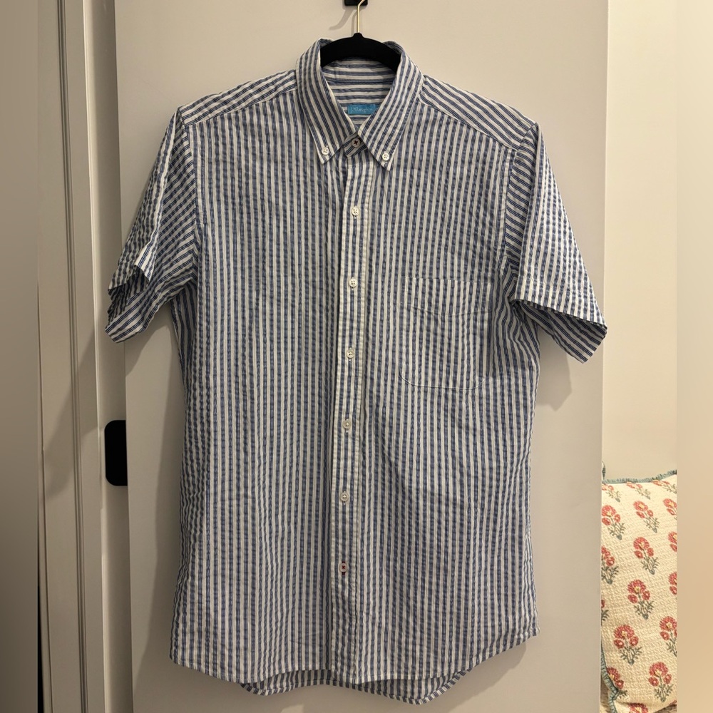 J. McLaughlin Navy and White Striped Shirt